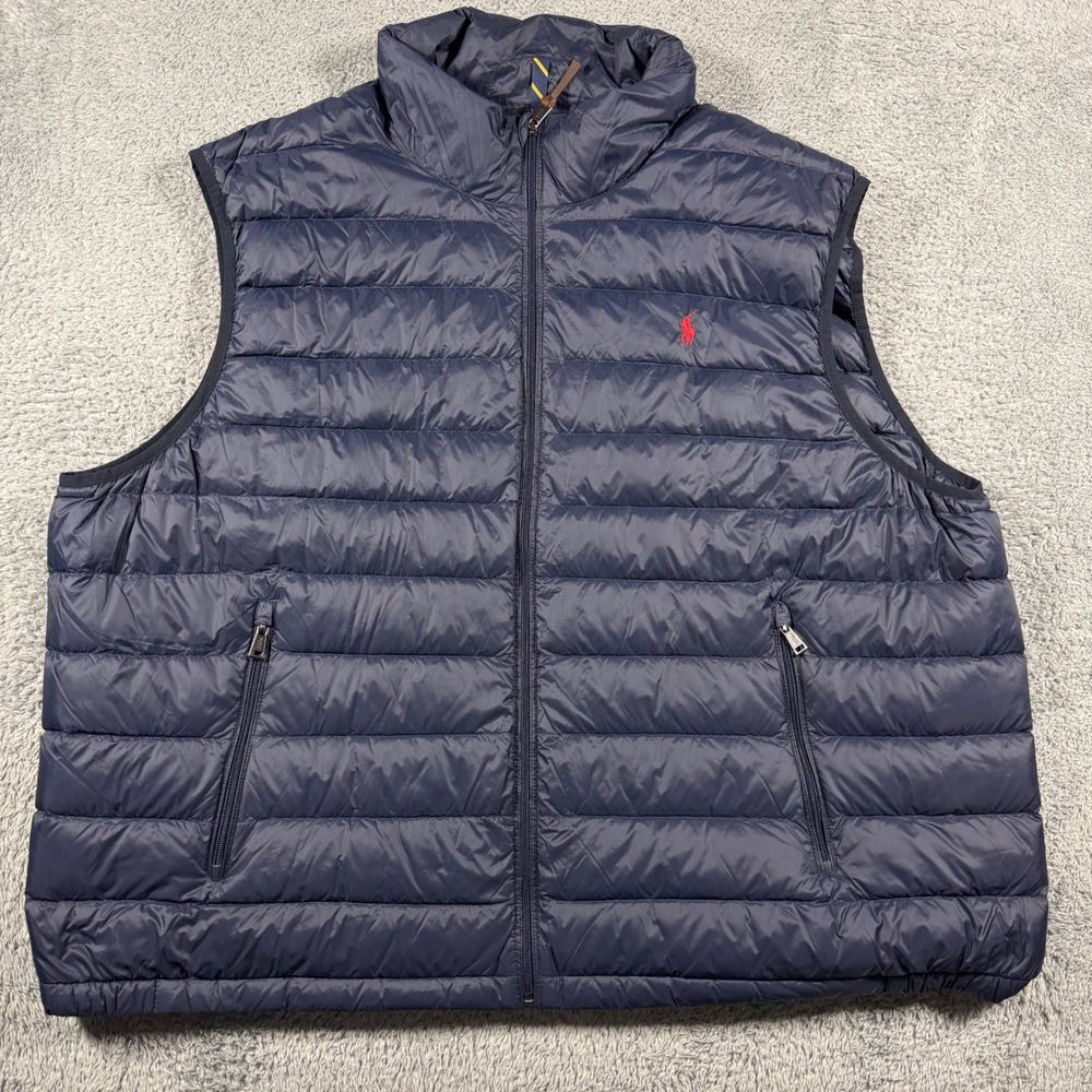 Polo Ralph Lauren Puffer Vest Mens 3XB Navy Blue Down Filled Quilted Gilet